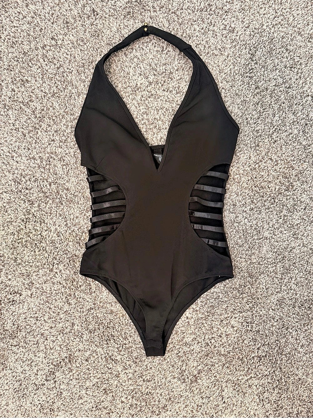 Forever 21 Black Halter Cutout One-Piece Size Small NWT
